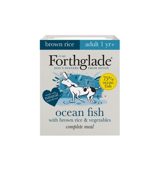 Forthglade Complete Adult Dog Tray Ocean Fish Brown Rice & Veg 395g x 18