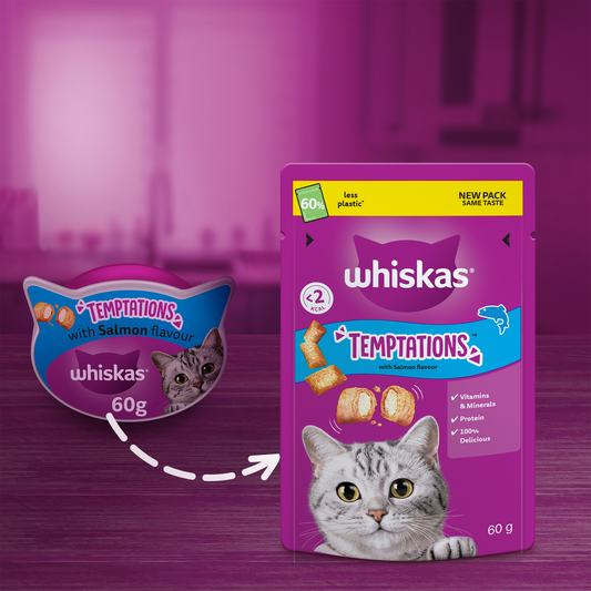 Whiskas Temptations Cat Treats Salmon 60g x 6