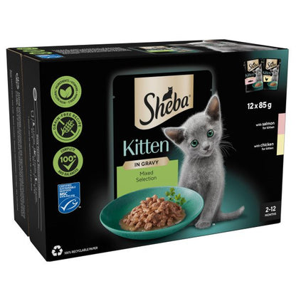 Sheba Cat Pouch KITTEN Sauce Collection Mixed Selection Gravy 85g 12-Pack x 4