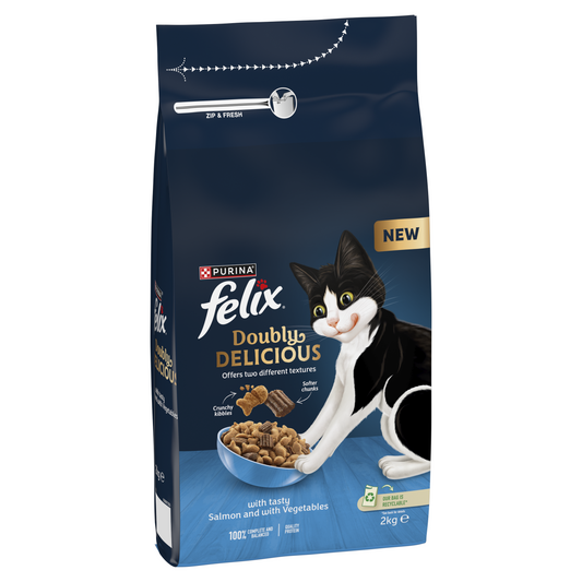 Felix Doubly Delicious Dry Cat Salmon & Veg 2kg x 1