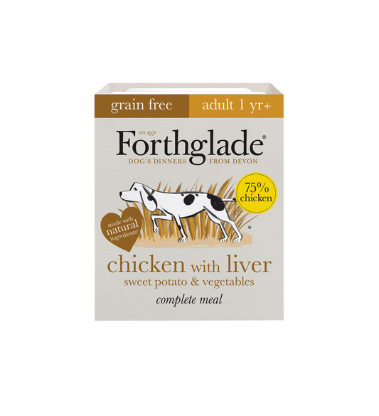 Forthglade Complete Grain-Free Adult Chicken with Liver, Sweet Potato & Veg 395g x 18