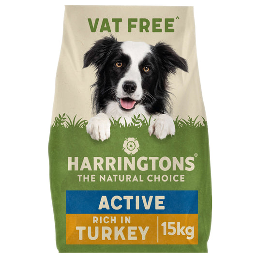 Harringtons Active Complete Dry Dog Food VAT Free Rich in Turkey & Rice 15kg