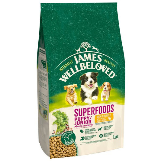 James Wellbeloved Puppy Dog Superfoods - Turkey, Kale & Quinoa 1.5kg