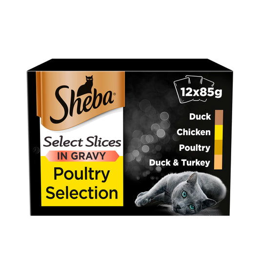 Sheba Cat Pouch Select Slices Gravy Poultry Collection 85g 12pk x 4