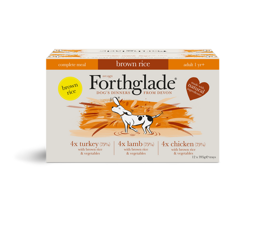 Forthglade Complete with Brown Rice Adult Dog Tray Mixed Multipk 395g x 12