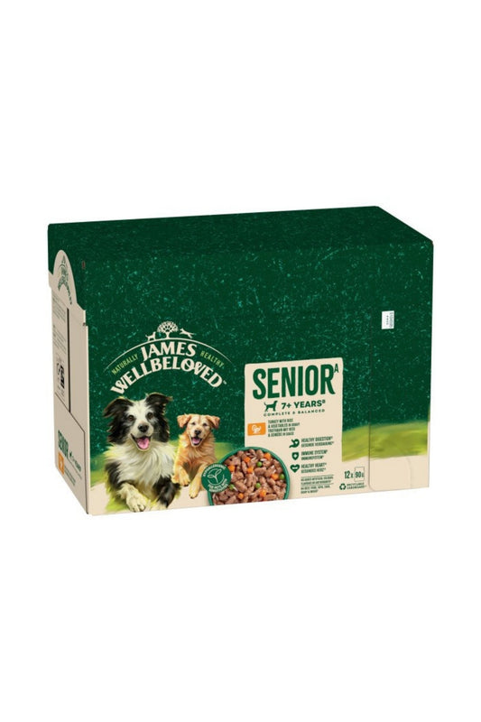 James Wellbeloved Senior Dog Pouch Turkey 90g 12pk x 1