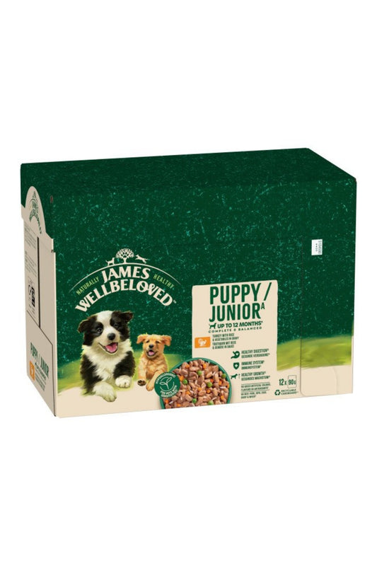 James Wellbeloved Puppy Pouch Turkey in Gravy 90g 12pk x 1