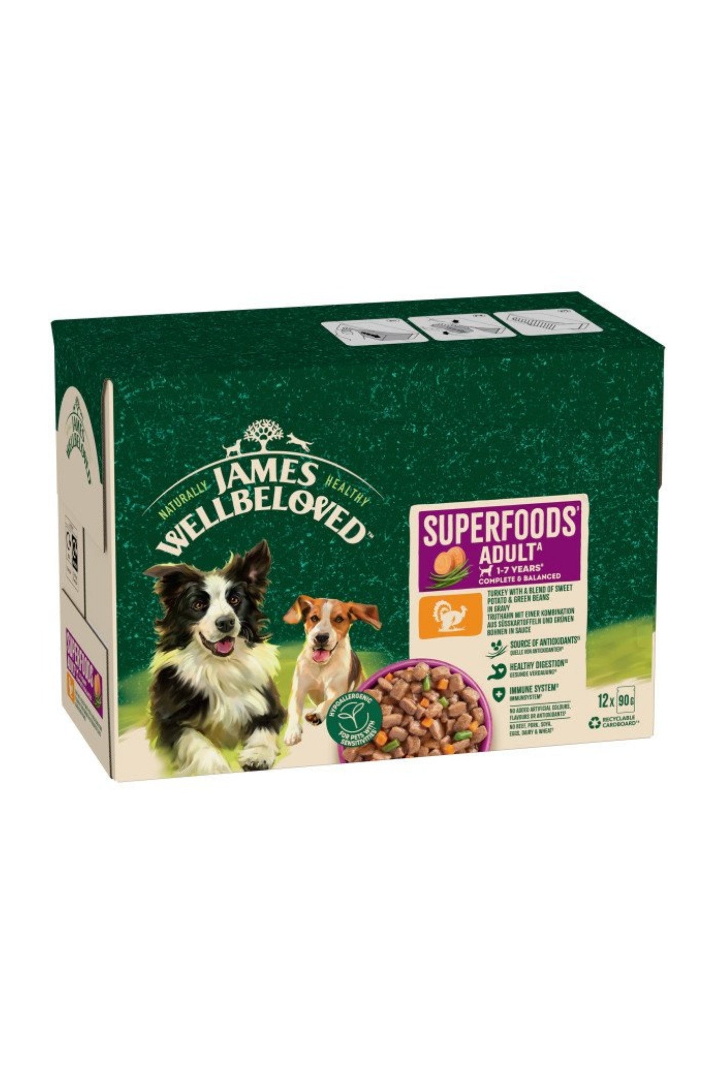 James Wellbeloved Adult Dog Pouch Superfoods Turkey 90g 12pk x 1