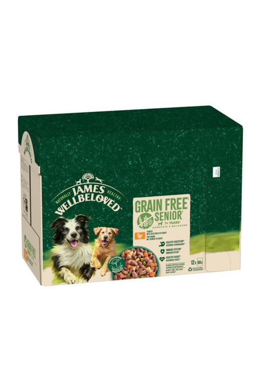 James Wellbeloved Senior Dog Pouch Grain Free Turkey 90g 12pk x 1
