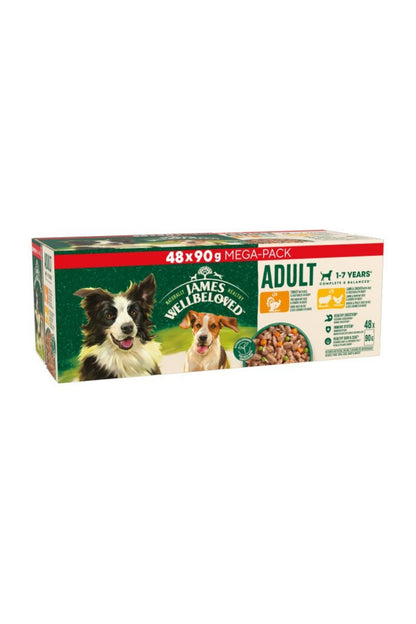 James Wellbeloved Adult Dog Pouch Mixed 90g 48pk x 1