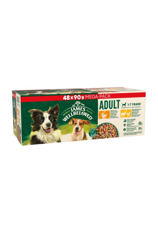 James Wellbeloved Adult Dog Pouch Mixed 90g 48pk x 1