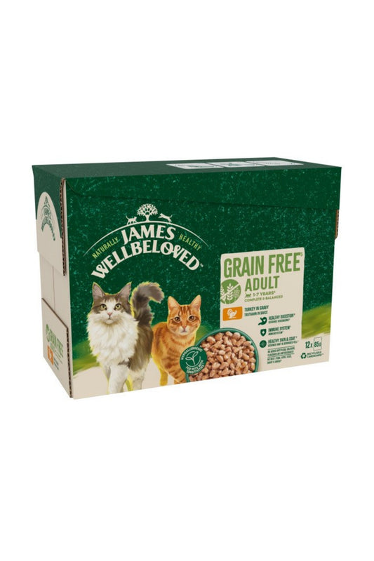 James Wellbeloved Adult Cat Pouch Grain Free - Turkey 85g x 12