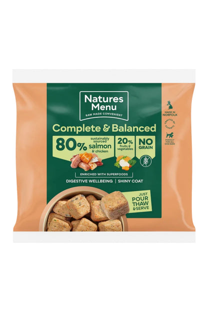 Natures Menu Complete & Balanced Raw  80/20 Salmon and Chicken with Superfoods For Adult Dogs