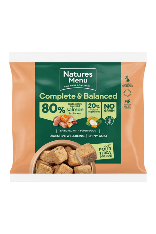 Natures Menu Complete & Balanced Raw  80/20 Salmon and Chicken with Superfoods For Adult Dogs