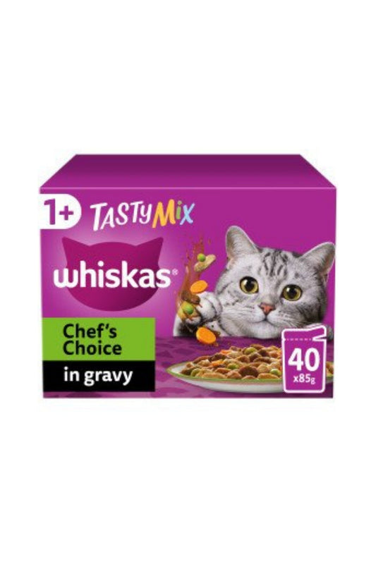 Whiskas Pouch 1+ Tasty Mix Chef's Choice Gravy 85g MEGA 40pk