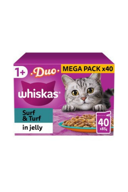 Whiskas Pouch 1+ Duo Surf & Turf in Jelly 85g MEGA 40 Pack x 1