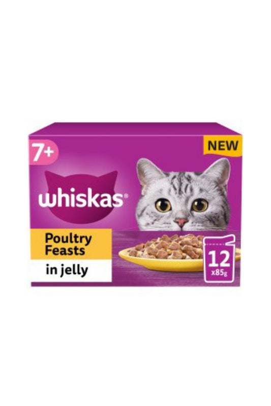 Whiskas Pouch 7+ Poultry Feasts Jelly 85g 12pk x 4