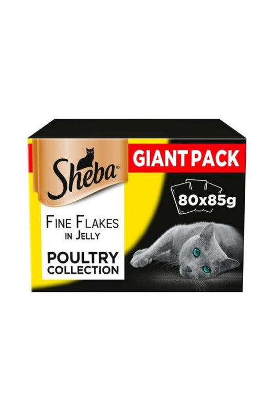 Sheba Cat Pouch Fine Flakes Poultry in Jelly 85g 80pk x 1
