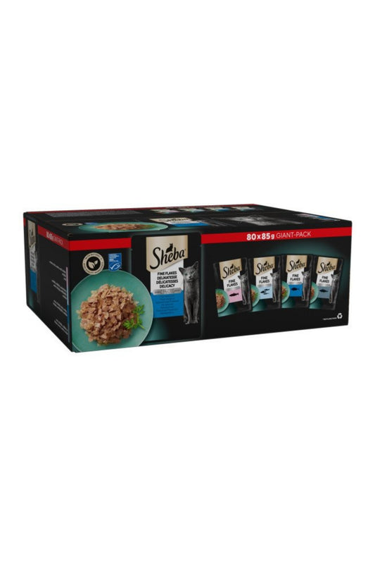 Sheba Cat Pouch Fine Flakes Fish Collection in Jelly 85g 80pk x 1