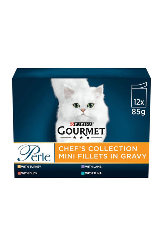Gourmet Perle Pouch Senior 7+ Chef's Collection in Gravy 85g 12pk x 4