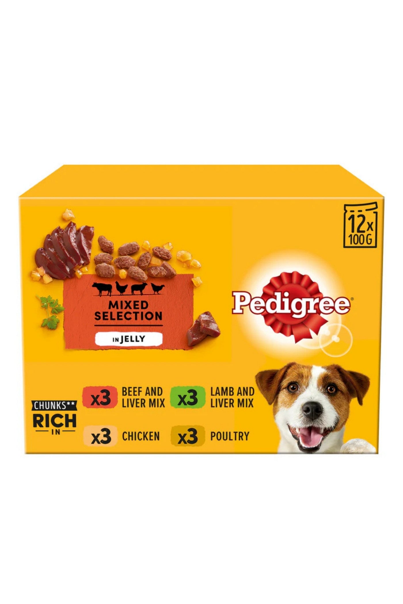 Pedigree Dog Pouch Adult - Mixed Selection in Jelly 100g 12pk x 4