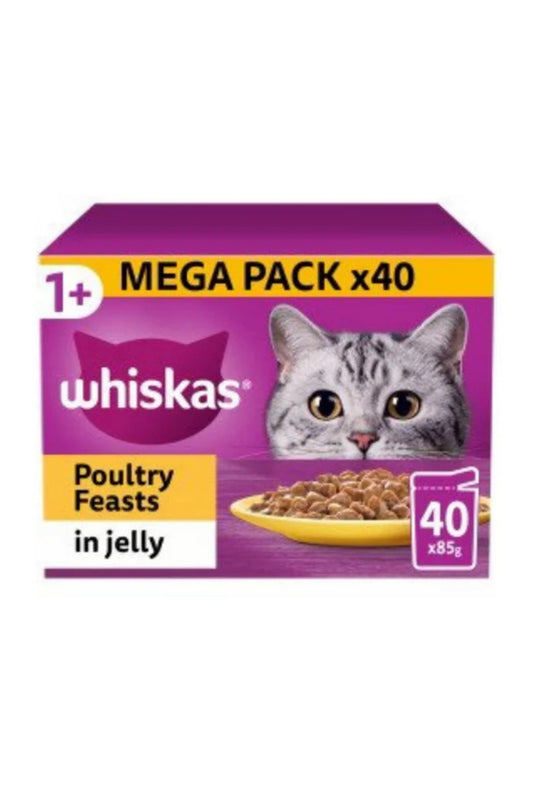 Whiskas Pouch 1+ Poultry Feasts in Jelly 85g GIANT 80 pk x 1