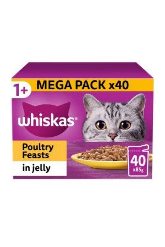 Whiskas Pouch 1+ Mixed Menu in Jelly 85g MEGA 40 Pack