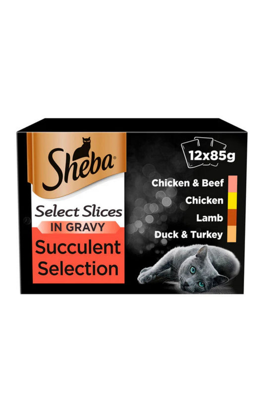 Sheba Cat Pouch Fine Flakes Succulent Selection in Gravy 85g 12pk x 4