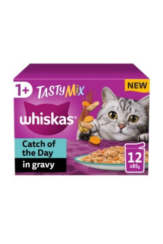 Whiskas Pouch 1+ Tasty Mix Catch of the Day Gravy 85g 12pk x 4