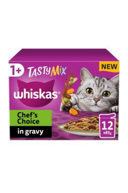 Whiskas Pouch 1+ Tasty Mix Chefs Choice Gravy 85g 12pk x 4