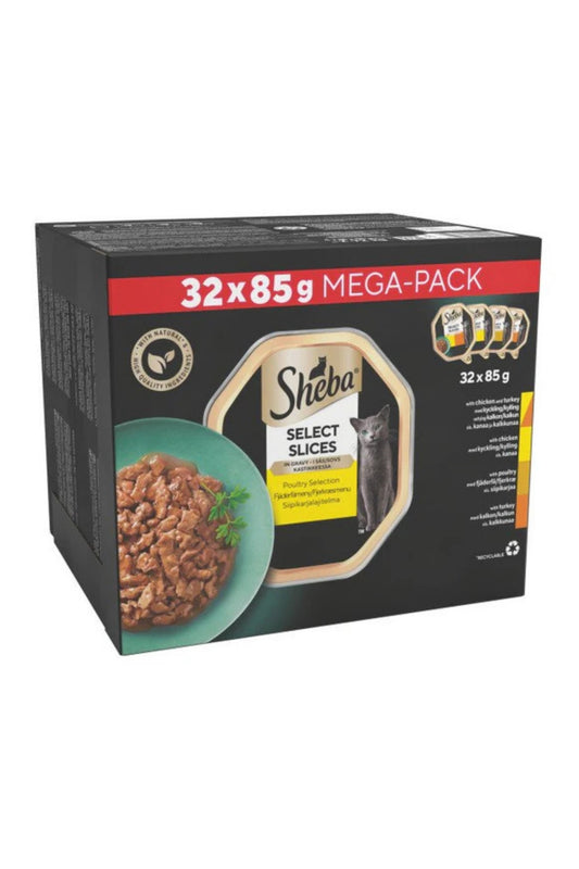 Sheba Cat Foil Tray Select Slices Poultry Collection in Gravy 32pk x 1