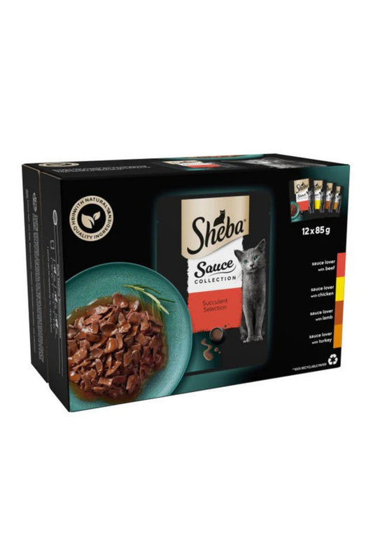 Sheba Cat Pouch Sauce Collection Succulent Selection Gravy 85g 12-Pack x 4
