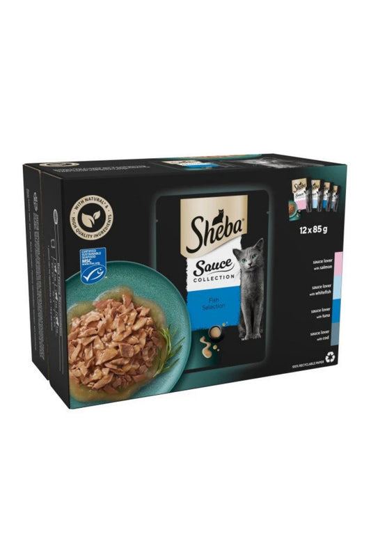Sheba Cat Pouch Sauce Collection Fish Selection Gravy 85g 12-Pack x 4