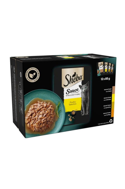 Sheba Cat Pouch Sauce Collection Poultry in Gravy 85g 12-Pack x 4