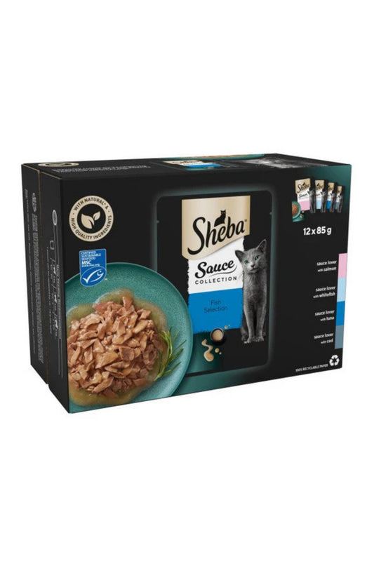 Sheba Cat Pouch Sauce Collection Fish Selection Gravy 85g 12-Pack x 4