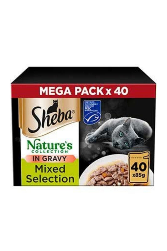 Sheba Cat Pouch Nature's Selection Mixed Gravy 85g MEGA 40pk x 1
