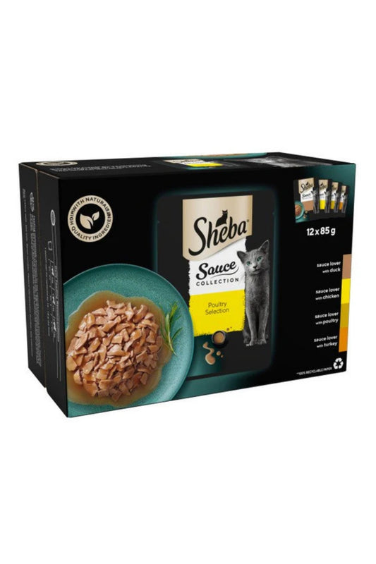 Sheba Cat Pouch Sauce Collection Poultry in Gravy 85g 12-Pack x 4