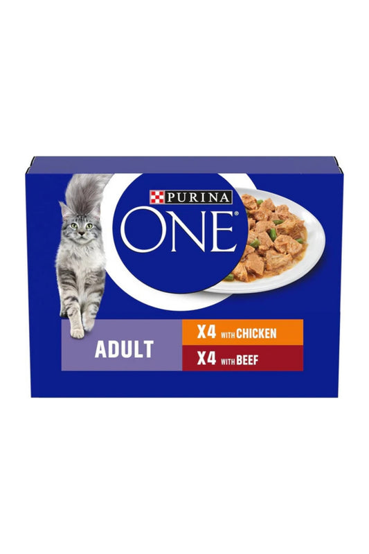 Purina One Cat Pouch Chicken & Beef 85g 8pk x 5