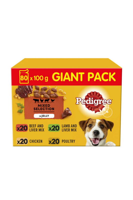 Pedigree Dog Pouch Adult - Mixed Selection in Jelly 100g x 80
