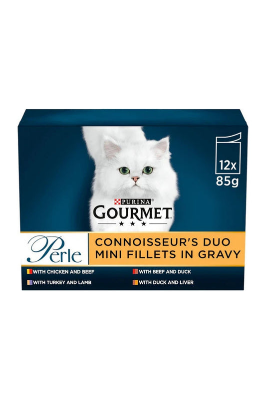 Gourmet Perle Pouch Connoisseur's Duo in Gravy 85g 12pk x 4