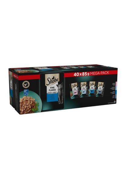 Sheba Cat Pouch Fine Flakes Fish in Jelly 85g MEGA 40pk