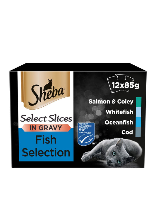 Sheba Cat Pouch Select Slices Gravy Fish Collection 85g 12pk x 4