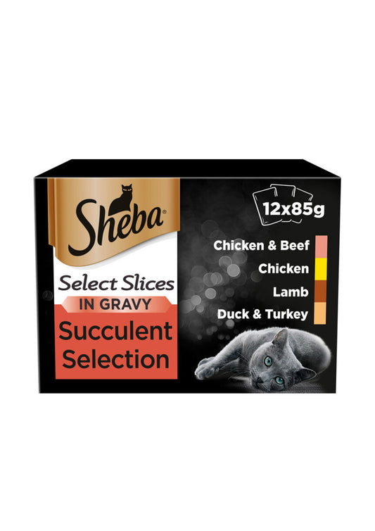 Sheba Cat Pouch Select Slices Succulent Collection in Gravy 85g 12pk x 4