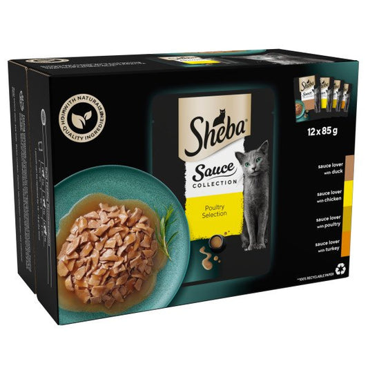 Sheba Cat Pouch Sauce Collection Poultry in Gravy 85g 12-Pack x 4
