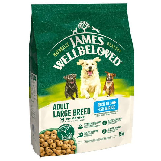 James Wellbeloved Adult Dog Large Breed - Fish & Rice 15kg