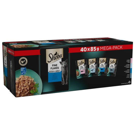 Sheba Cat Pouch Fine Flakes Fish in Jelly 85g MEGA 40pk