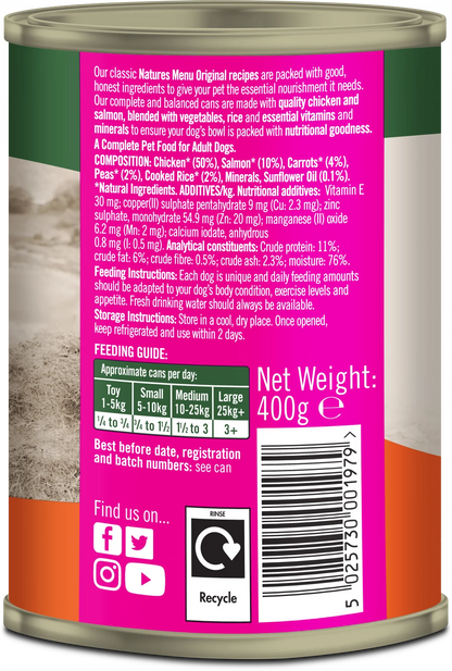 Natures Menu Cans Chicken with Salmon For Adult Dogs