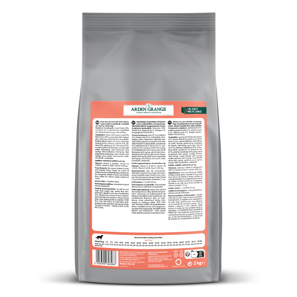Arden Grange Adult Dog Grain Free Salmon & Superfoods 2kg