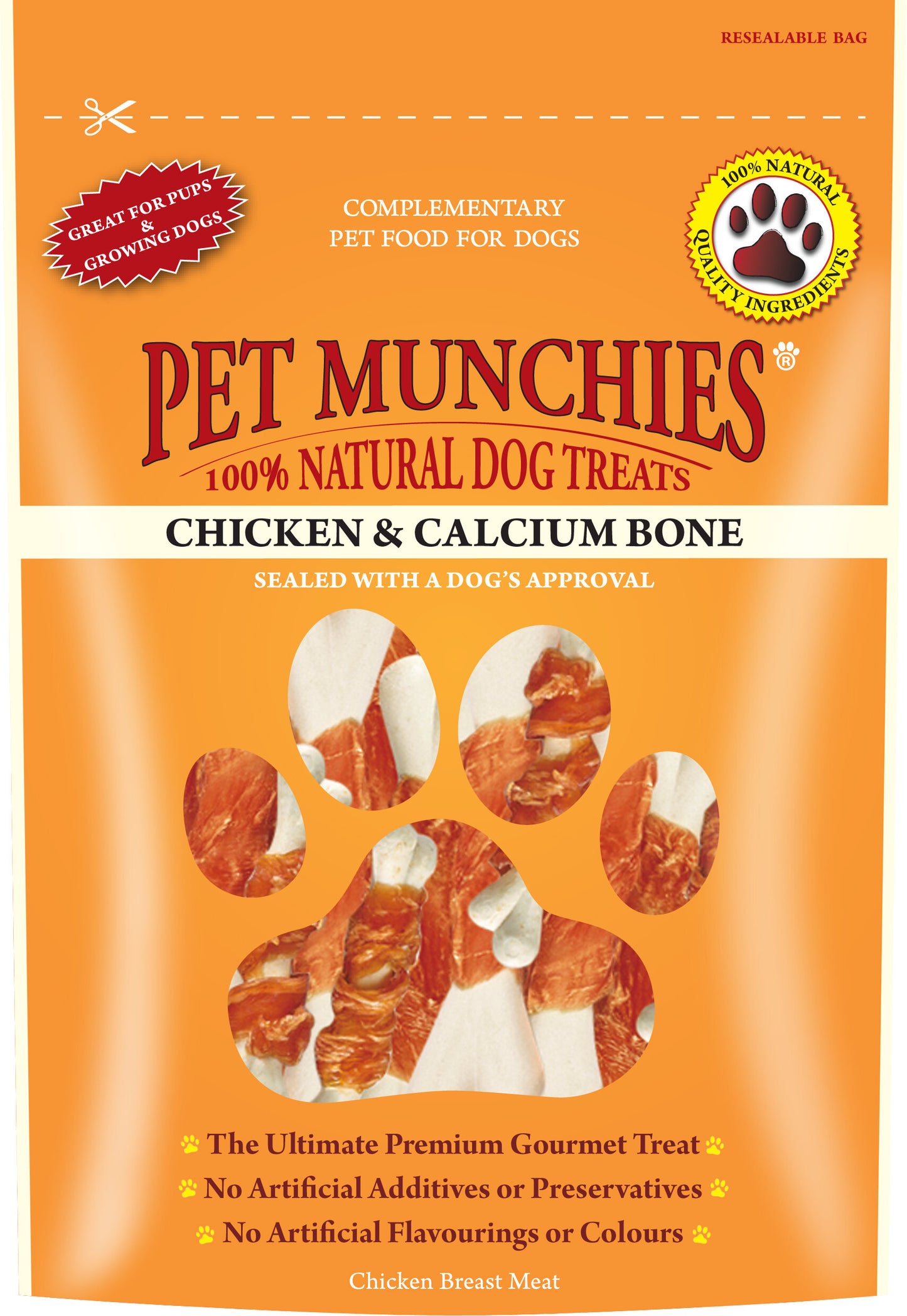 Pet Munchies Dog Treats - Chicken & Calcium Bones 100g x 8