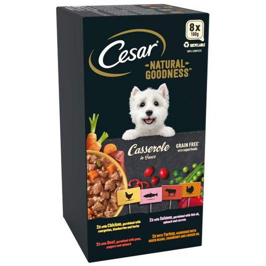 Cesar Foil Tray Natural Goodness Casserole Mixed Selection in Gravy 100g 8pk x 3